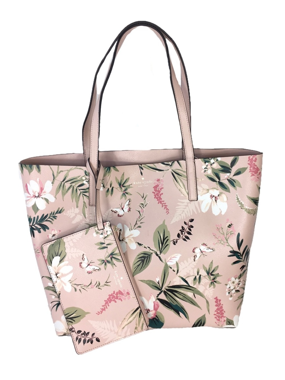 Kate Spade Floral Reversible Tote Bag with Wristlet - Pink Floral